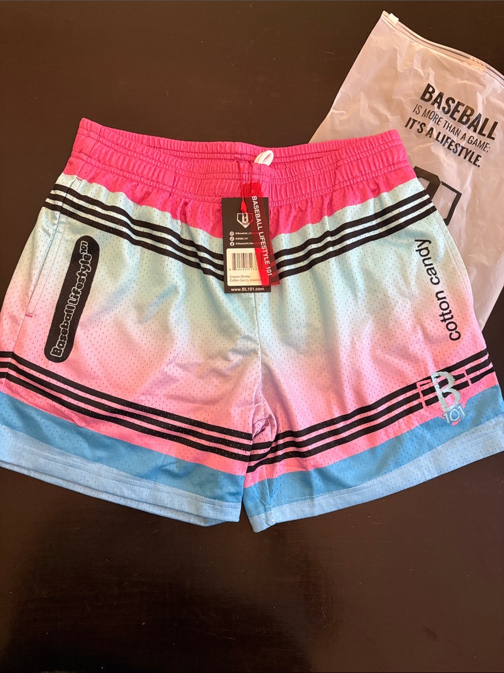 Baseball Lifestyle 101 Cotton Candy Gradient Athletic Shorts adult small